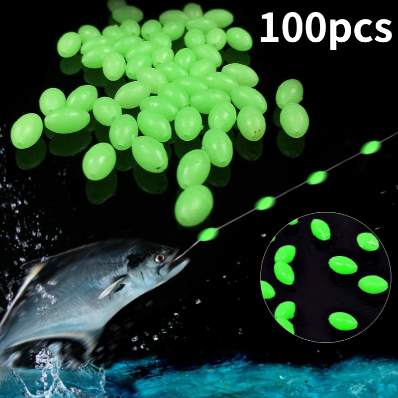 Fishing Equipment Used - 100 ชิ้น/ล็อตรูปไข่ Night Luminous ลูกปัดตกปลาเรืองแสงตกปลาทะเลเหยื่อล่อลอยลูกปัดตกปลาเครื่องมือสําหรับ RIG