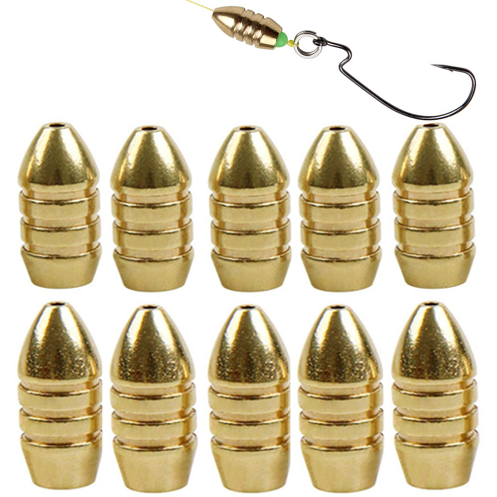 Trout Fishing Lure - 10 ชิ้นทองเหลืองตกปลาน้ําหนักทองแดง Bullet Sinker สําหรับ Texas
