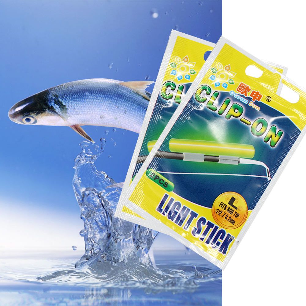 Night Float Fishing - ไฟเรืองแสงสำหรับตกปลา 5 ชิ้น แบบหนีบติดคันเบ็ด แท่งไฟเรืองแสงสำหรับตกปลา ไฟลอยน้ำสำหรับตกปลา