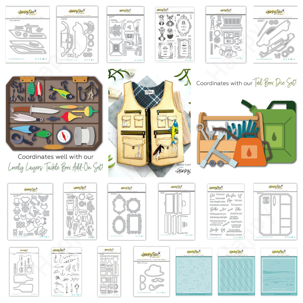Tackle Box - แม่พิมพ์ตัดโลหะรูปกล่องอุปกรณ์ตกปลา สำหรับงาน DIY สมุดภาพทำมือ รูปเรือกระดาษ ทำอัลบั้ม