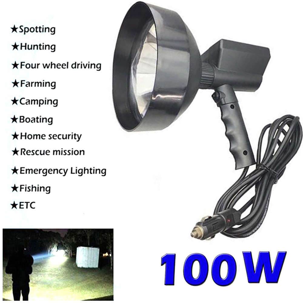 Baitcasting Reel - 35W มือถือระยะไกลการล่าสัตว์ไฟฉาย 100W ตกปลากลางแจ้งรถมือถือโคมไฟ 7 นิ้วไฟฉายทํางาน