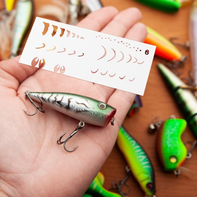 6 ชิ้นตกปลาล่อแม่แบบภาพวาดสำหร - Fishing Equipment Used บทวิจารณ์และราคา
