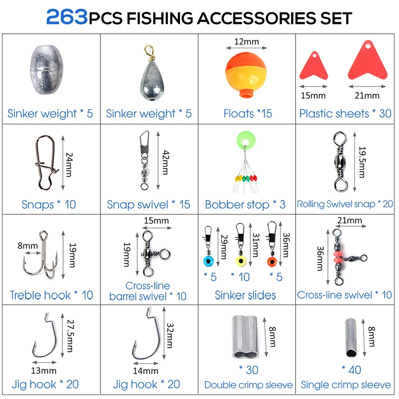 263pcs อุปกรณ์ตกปลากลางแจ้งชุด - Tackle Box บทวิจารณ์และราคา